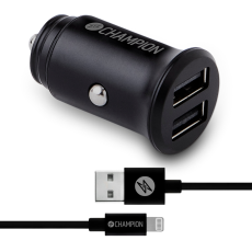 Billaddare 24W + USB-A till Lightning Kabel Svart