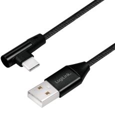 Vinklad USB-C-kabel USB 2.0 Max 3A 1m