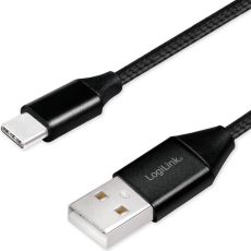 USB-USB-C Ladd/synk-kabel USB 2.0 15W 0,3m Textil
