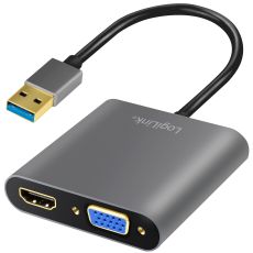 USB-A 3.0 -> HDMI-Hona + VGA-Hona Adapter