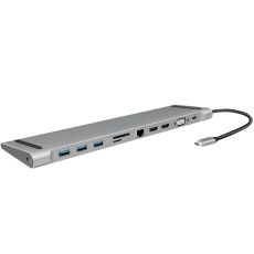 USB-C-docka 11-i-1 HDMI/VGA/RJ45/USB-C 100W