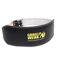 6 Inch Padded Leather Belt, black/gold, large/xlarge