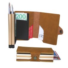 Plånbok med dubbla korthållare Safecard Konstläder Ljusbrun