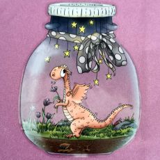Klistermärke, 9,3 x 6,7 cm - Life in a jar, Dragon