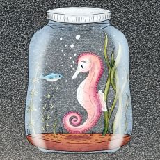 Klistermärke, 9,3 x 6,7 cm - Life in a jar, Seahorse