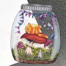Klistermärke, 9,3 x 6,7 cm - Life in a jar, Sleeping cat