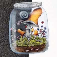 Klistermärke, 9,3 x 6,7 cm - Life in a jar, Snail