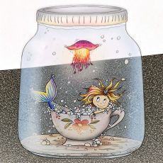 Klistermärke, 9,3 x 6,7 cm - Life in a jar, Mermaid
