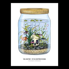 Affisch - Life in a jar, Skull and fishes