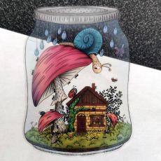 Klistermärke, 14,9 x 10,9 cm - Life in a jar, At home