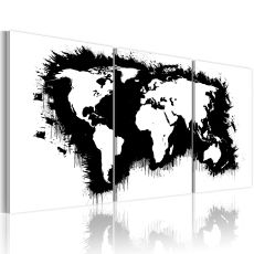 Tavla - Världskartan i svart-vitt