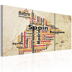 Tavla - Spanien: text kartan i färger flaggan