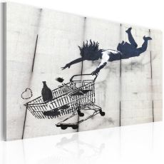 Tavla - Falling woman with supermarket trolley (Banksy)
