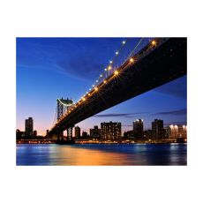 Fototapet - Manhattan Bridge upplyst på natten