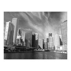 Fototapet - Chicago skyline (svartvitt)