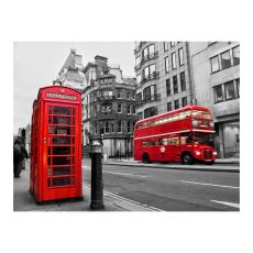 Fototapet - Röd buss och telefonkiosk i London