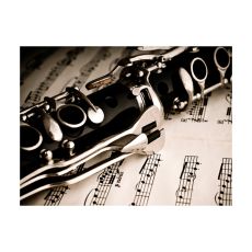 Fototapet - Clarinet and music notes