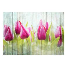 Fototapet - Tulips on white wood