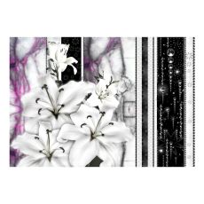 Fototapet - Crying lilies on purple marble