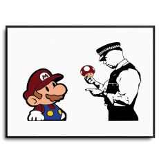 Poster - Super Mario och polisen med svampen - Banksy (Gatukonst, Street-art)