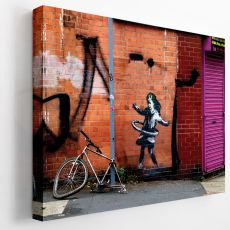 Premium Canvastavla - Hula Hooping Girl - Banksy (Gatukonst, Street-art)