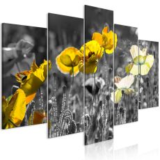 Tavla - Yellow Poppies (5 delar) Wide
