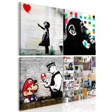 Tavla - Banksy Collage (4 delar)