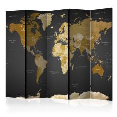 Rumsavdelare - Room divider - World map on dark ba ...