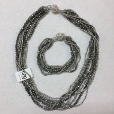Halsband / armband set i kristall silver