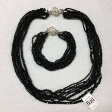 Halsband / armband set i kristall svart