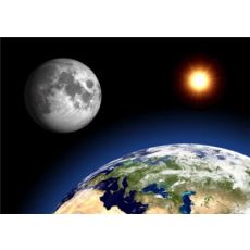 Vykort 3D Earth Moon and Sun