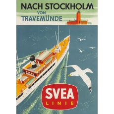 Nach Stockholm von Travemünde, affisch 21x30cm