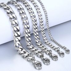 Pansarlänk -Armband i rostfritt stål -Silver 3mm