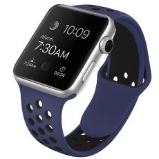 Apple Watch kompatibelt Sport Armband Silikon BLÅ/SVART 42/44/45mm  2storlek