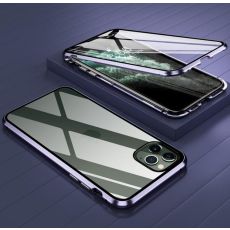 iPhone 11 Pro MAX Magnetiskt skal Härdat glas 360° skydd LILA