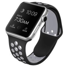 Apple Watch kompatibelt Sport Armband Silikon SVART/GRÅ 38/40/41 mm