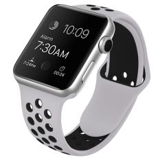 Apple Watch kompatibelt Sport Armband Silikon GRÅ/SVART 42/44/45mm 2storlekar
