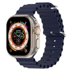 Apple Watch kompatibelt Wave Armband Silikon Mörkblå 42/44/45/49 mm