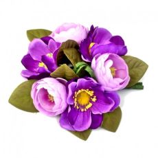 Ljusmanschett för kronljus med lila anemoner