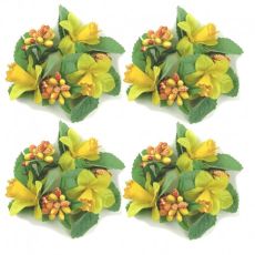 4-pack ljusmanschetter för kronljus med gula påskliljor