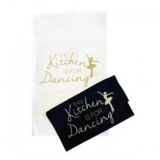 2-pack kökshanddukar "kitchen dancing" svart och vit