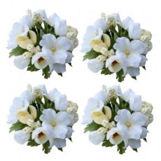 Ljusmanschetter för kronljus 4-pack med vita blommor