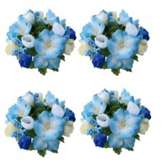 Ljusmanschetter för kronljus 4-pack med blå blommor