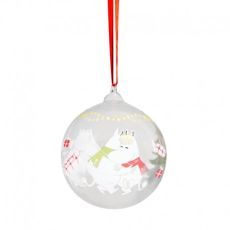 Mumin julkula i glas happy holidays 9 cm i diameter från muurla
