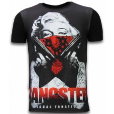 Gangster Marilyn Rhinestone - Herr T-Shirt Svart