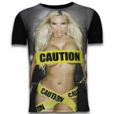 Caution Digital Rhinestone - Herr T-Shirt Svart