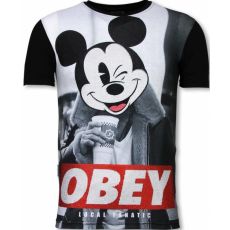 Obey Mouse Rhinestone - Herr T-Shirt Svart