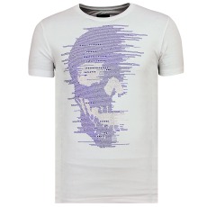 T-Shirt Skull Glitter - Tuffa Kkjortor Med Rhinestones - W - Vit