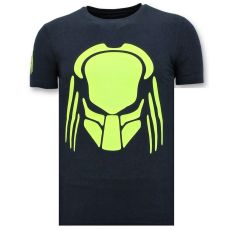 T-Shirt Män Med Push - Predator Neon Print - Blå