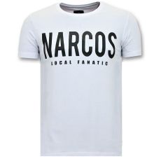 T-Shirt Män Med Push - Narcos Pablo Escobar - Vit